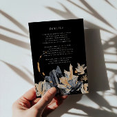 独占的金ゴールドと黒のフローラ結婚の情報カード エンクロージャーカード