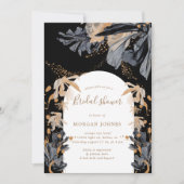 独占的金ゴールドブラックフローラブライダルシャワー招待状 招待状 (正面)
