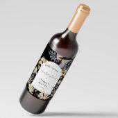 独占的金ゴールドブラックフローラブライダルシャワー ワインラベル