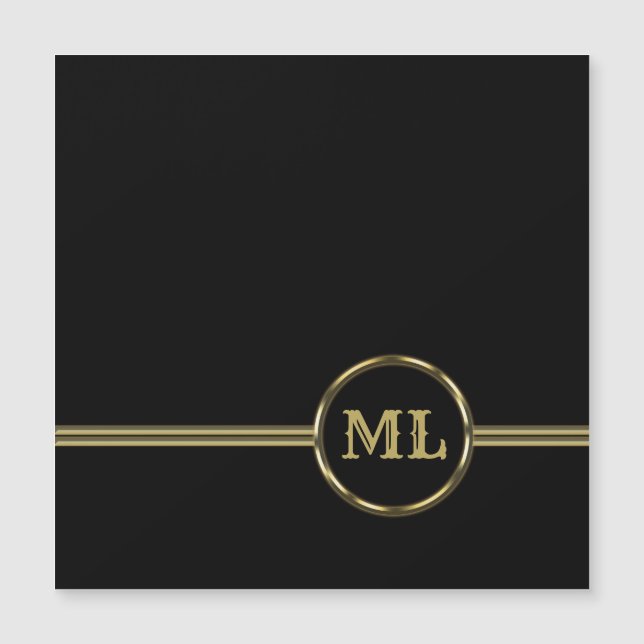 独占的金ゴールドロゴMonogram on black 3リングや輪Binde (正面)