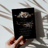 独占的金ゴールド黒フローラ結婚式招待状