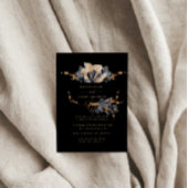 独占的金ゴールド黒フローラ結婚式招待状