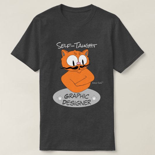 独学 グラフィックデザイナー ヒゲ猫 Tシャツ (デザイン正面)