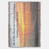 独特のパーソナライズされた日の出結婚の毛布 スローブランケット (正面縦)