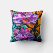 独特の鮮やか背景を持つ蘭開花 クッション (裏面)