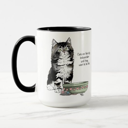 独立したグレー+タビーブルー+かわいい+面白い+猫 マグカップ (左)