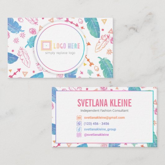 独立したファッションの小売商の名刺Boho 名刺 (正面/裏面)