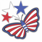 独立した赤、白、青のグラフィカルな蝶 シール (正面)