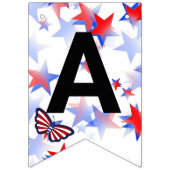 独立した赤、白、青のグラフィカルな蝶 バンティングフラッグ (第3の旗)