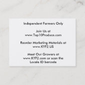 独立した農場のためのQRコードたどることができるShelftalker 名刺 (裏面)