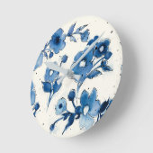 独立した青の開花 ラウンド壁時計 (傾斜)