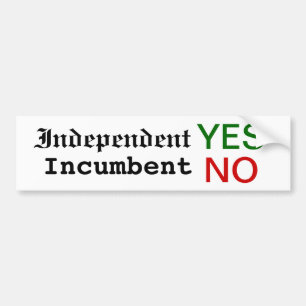 独立したYES、在職者バンパーステッカー無し! バンパーステッカー