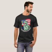 独立サウルス 7月4日 恐竜 独立記念日 D Tシャツ (正面フル)