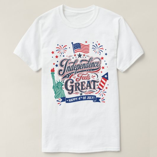 独立万歳!ハッピー4th・オブ・ジュライ・パトリオティック tシャツ (デザイン正面)