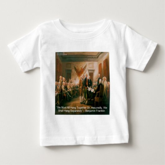 独立宣言とベンジャミン・フランクリンの名言 ベビーTシャツ (正面)