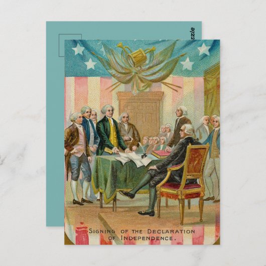独立宣言に署名するヴィンテージ ポストカード (正面/裏面)