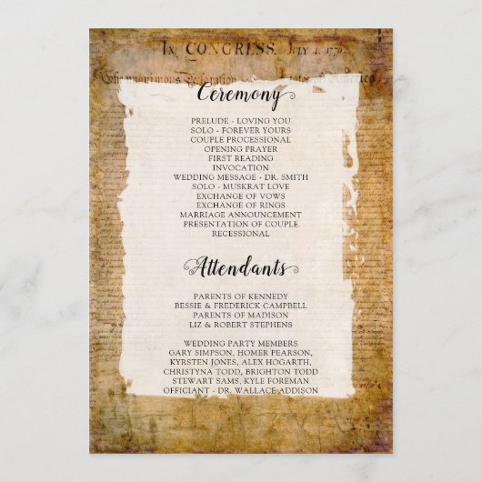 独立宣言📜旧1776年 プログラム (裏面)