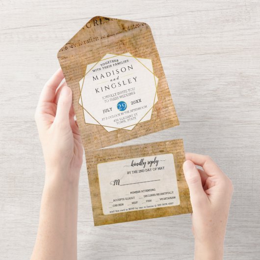 独立宣言📜米国議会 オールインワン招待状 (貼ってはがせる)