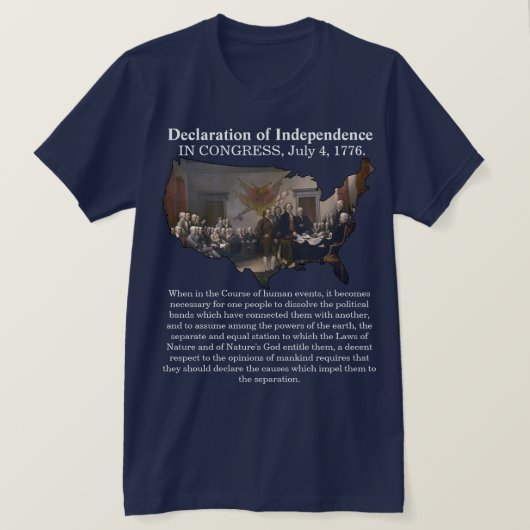 独立宣言1776年7月4日 Tシャツ (デザイン正面)