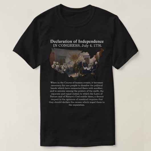 独立宣言1776年7月4日 Tシャツ (デザイン正面)