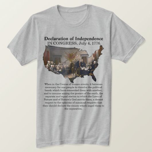独立宣言1776年7月4日 Tシャツ (デザイン正面)