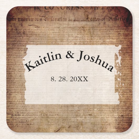 独立宣言📜1776年 スクエアペーパーコースター (正面)