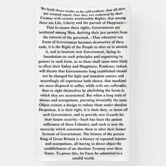 独立宣言:我々はこの真理を持つ 横断幕 (縦)