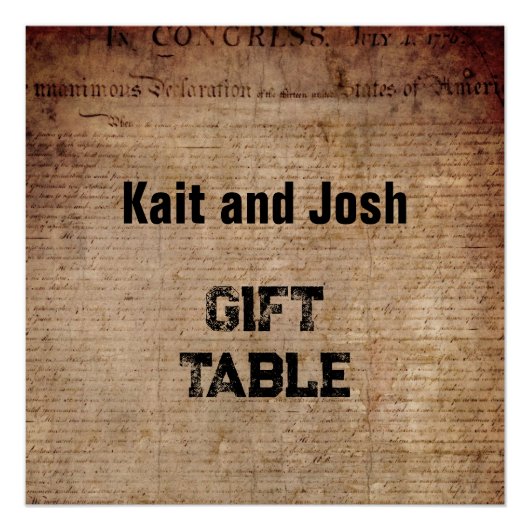 独立宣言📜 1776ギフトテーブル ポスター (正面)