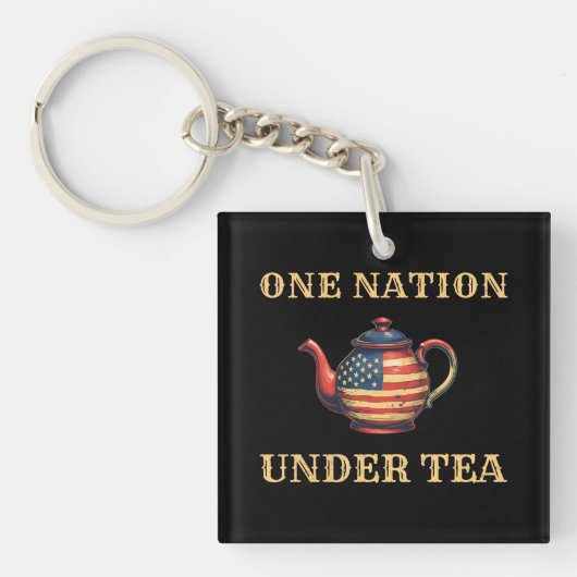 独立戦争1773アメリカ合衆国One Nation Under Tea キーホルダー (正面)