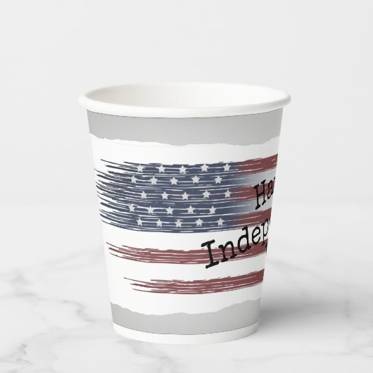 独立日カスタム飛行機国旗の紙カップ 紙コップ (正面)