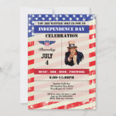 独立記念日お祝い招待状。7月4日 招待状 (正面)
