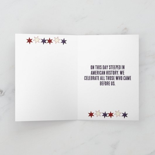 独立記念日お祝い赤白青花 カード (内部)