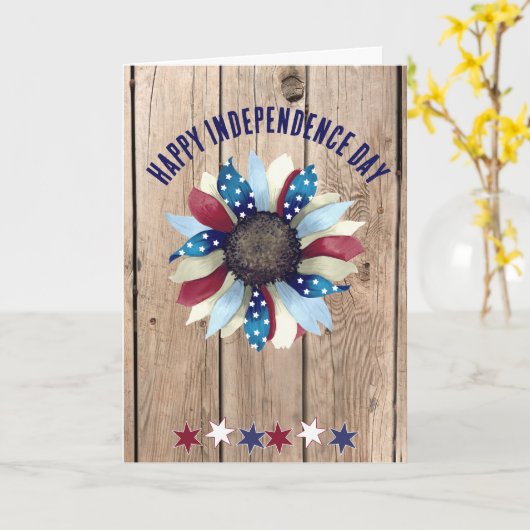 独立記念日お祝い赤白青花 カード (黄色い花)