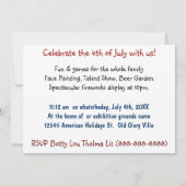 独立記念日お祝い7月4日 招待状 (裏面)