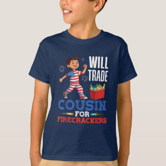 独立記念日に従兄弟を花火と交換 Tシャツ