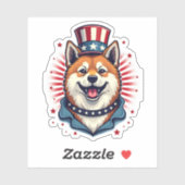 独立記念日のある秋田犬 シール (シート)