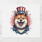 独立記念日のある秋田犬 スパークリングワインラベル (シングルラベル)