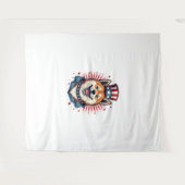 独立記念日のある秋田犬 タペストリー (正面(横))