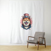 独立記念日のある秋田犬 タペストリー (インサイチュ)