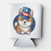 独立記念日のある秋田犬 缶クーラー (正面)