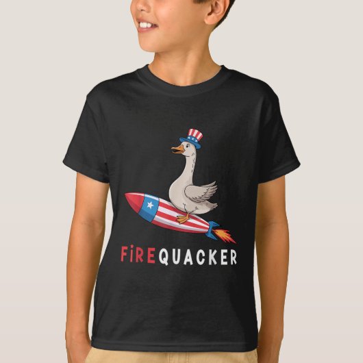 独立記念日のアヒル爆竹 愛国的な四番目のJ Tシャツ (正面)