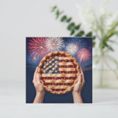 独立記念日のアメリカ国旗デザインのチェリーパイ 招待状 (スタンド正面)