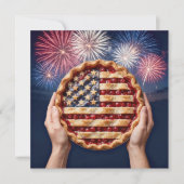 独立記念日のアメリカ国旗デザインのチェリーパイ 招待状 (正面)