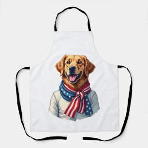 独立記念日のゴールデンレトリバー ビンテージTシャツ 3 エプロン
