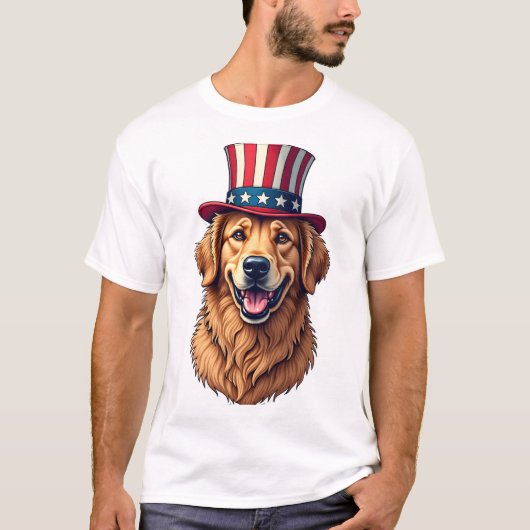 独立記念日のゴールデンレトリバー ビンテージTシャツ 4 Tシャツ (正面)