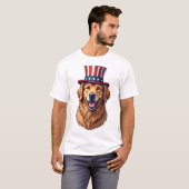 独立記念日のゴールデンレトリバー ビンテージTシャツ 4 Tシャツ (正面フル)