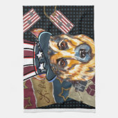独立記念日のドイツ牧羊犬 キッチンタオル (縦)