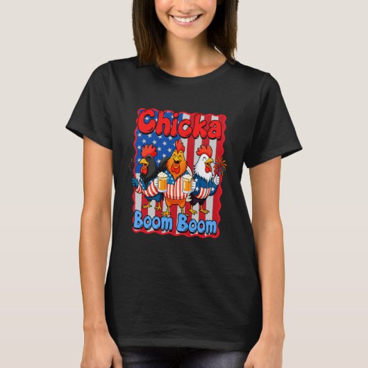 独立記念日のニワトリの自由 Tシャツ (正面)