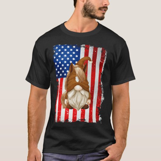 独立記念日のノーム グラフィック愛国的な馬 アメリカ Tシャツ (正面)
