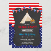 独立記念日のピクニックパーティー招待状 招待状 (正面/裏面)